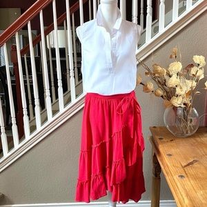 bp Tiered Faux Wrap Linen Skirt
